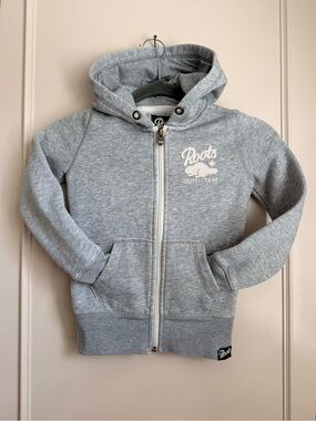 Roots Light Grey Kids Zip-Up Hoodie